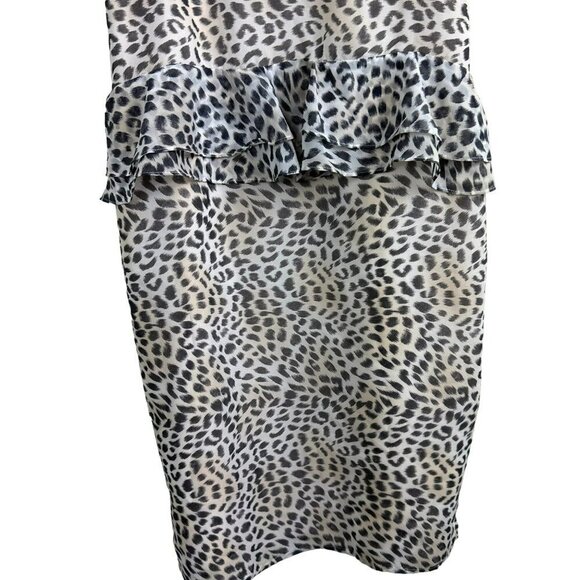 Victoria's Secret Womens Peplum Dress Black Ivory Animal Print Sleeveless Size 6 - Picture 5 of 12